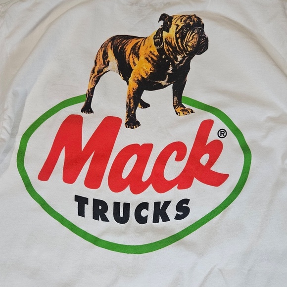 Mack Trucks Shirt Mens Medium White Bulldog Graphic Tee Back Print Logo Trucking - Picture 6 of 6